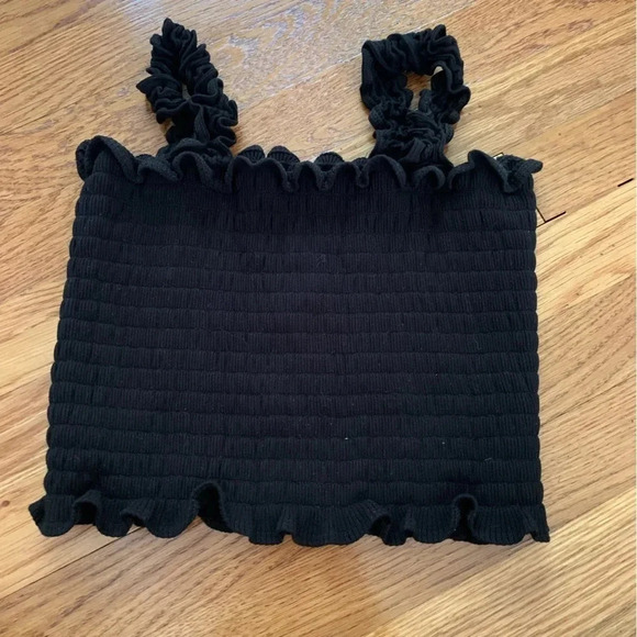 Reformation Black Smocked Cropped Tank Size Large - Picture 4 of 8